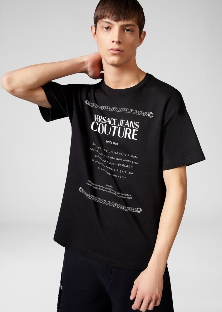 Versace Etichetta Label Cotton T-shirt Herr - 259381JPA